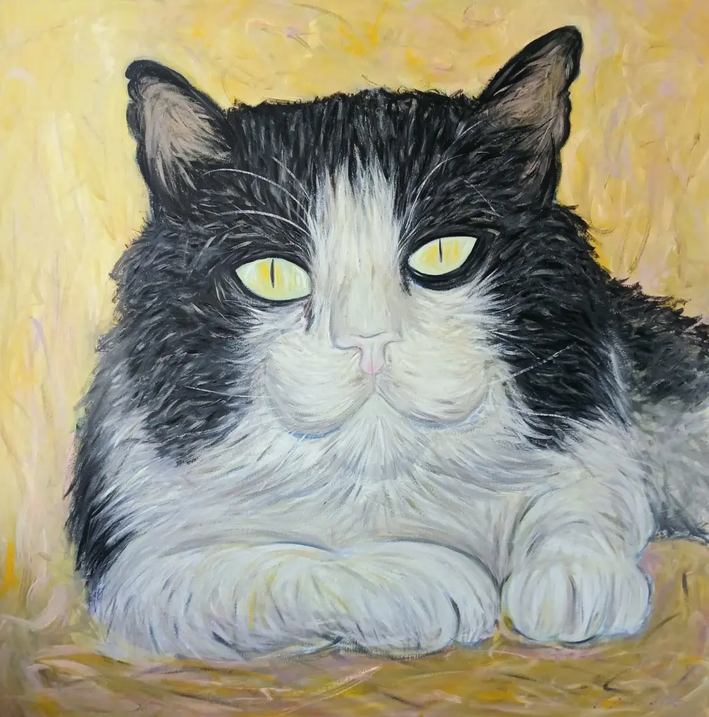"Il gatto solitario", oil painting, cm. 100x100